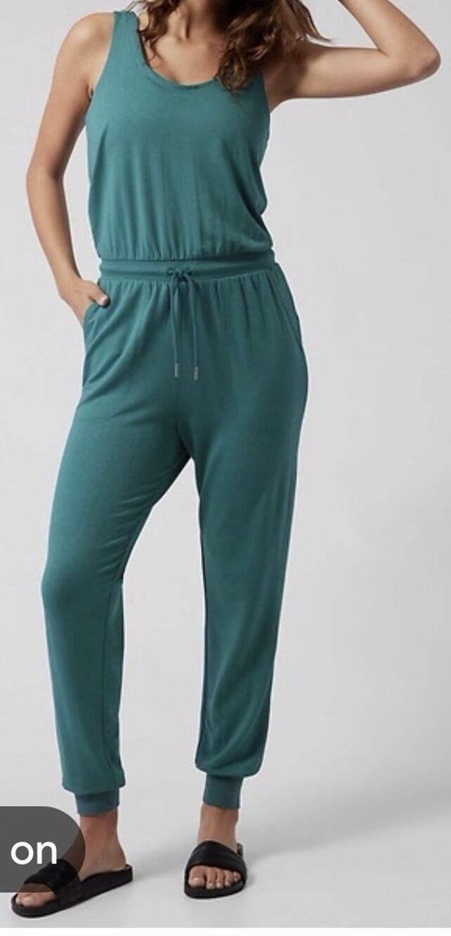 Athleta Girl Hop Skip and a Jumpsuit XL/14 Teal Blue Athleisure Youth Stretch